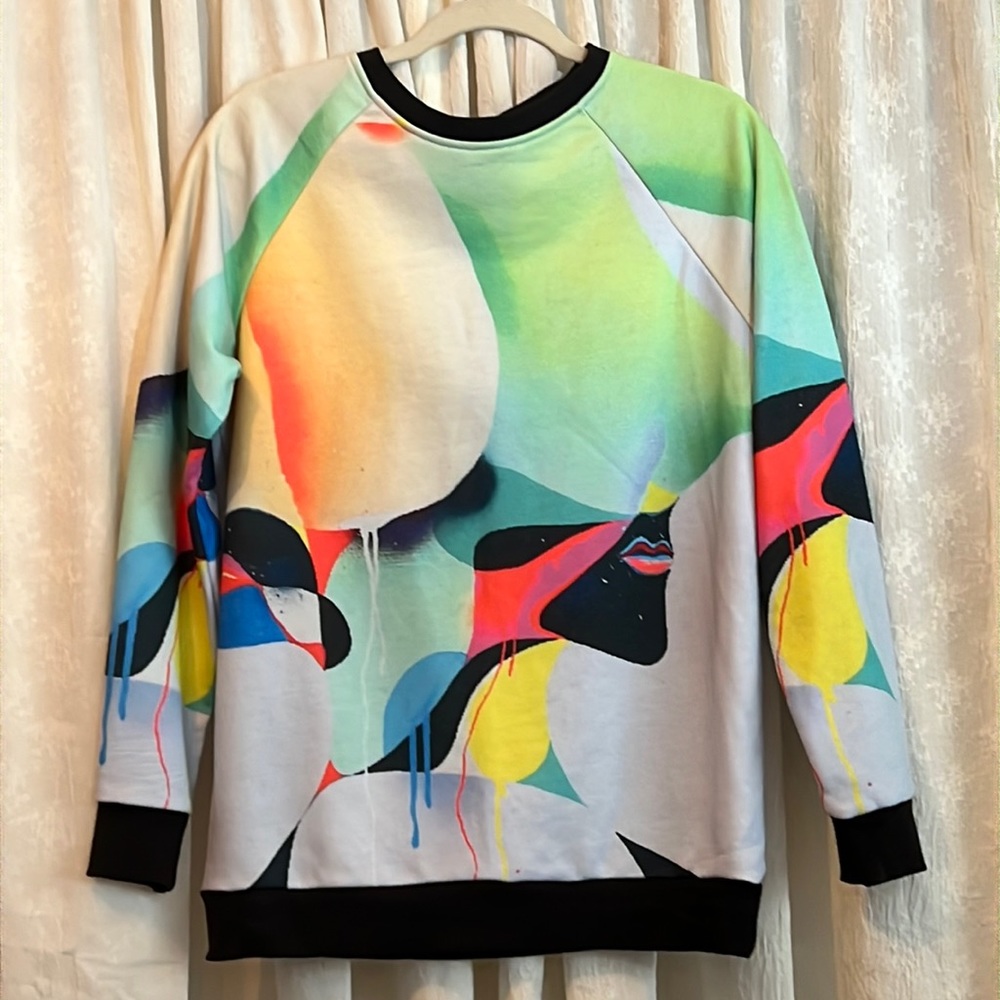 Artistic Natural Hair Colorful Print Pullover